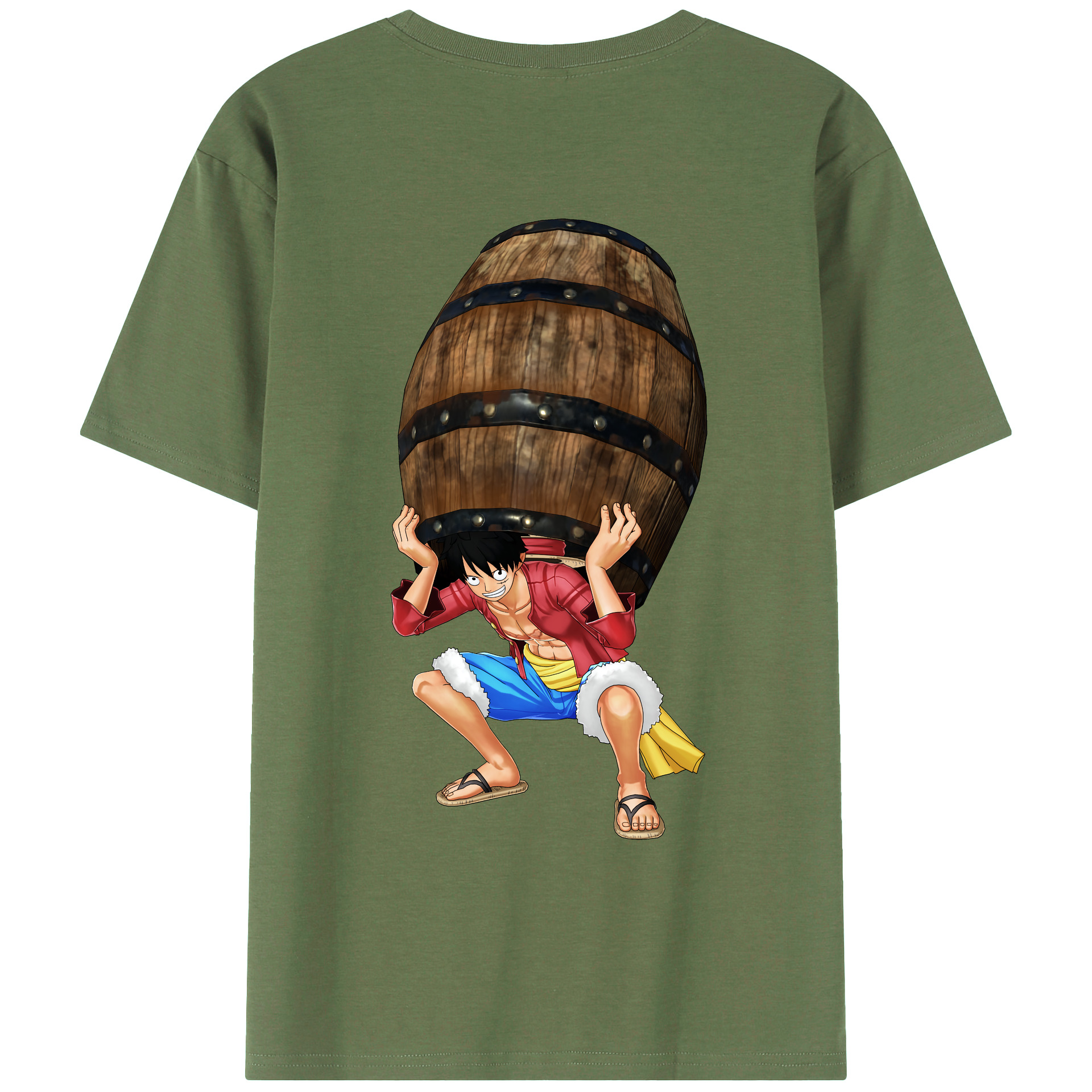 ワンピース モンキー・D・ルフィ ONE PIECE Monkey D. Luffy 綿100％ メンズ半袖Tシャツ（バックプリント） 通気性